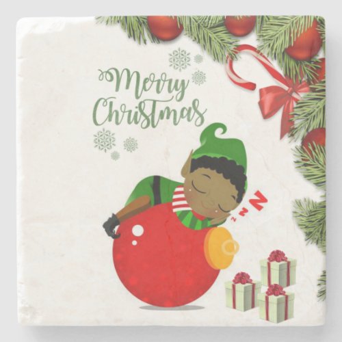 Christmas Marble Stone Coaster Elf Stone Coaster