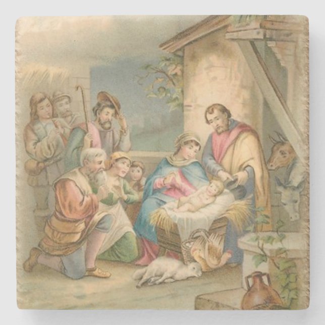 Christmas Marble Stone Coaster, Jesus Christ Coaster (Front)