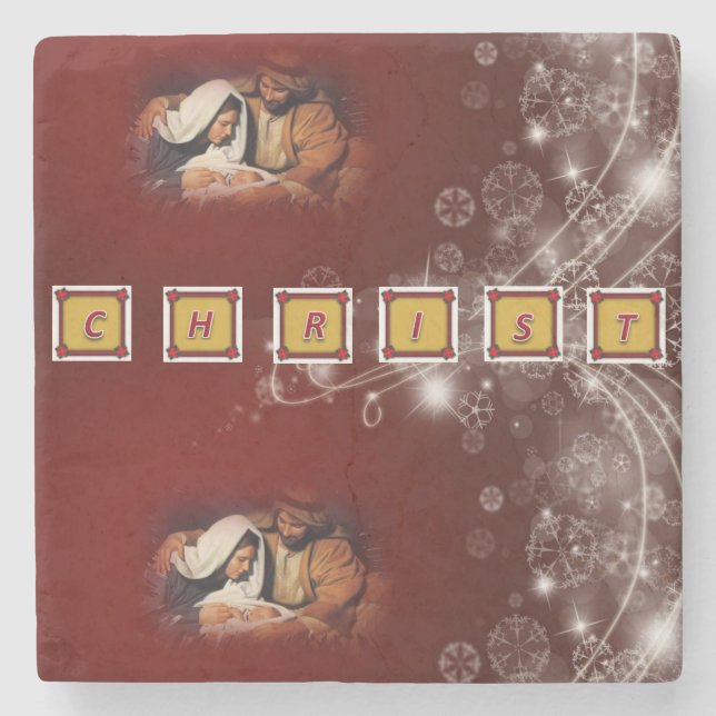 Christmas Marble Stone Coaster, Jesus Christ Stone Coaster (Front)