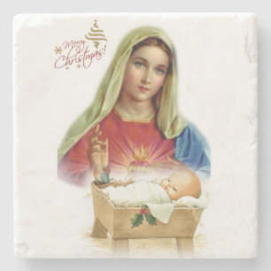Christmas Marble Stone Coaster, Jesus Christ Stone Coaster