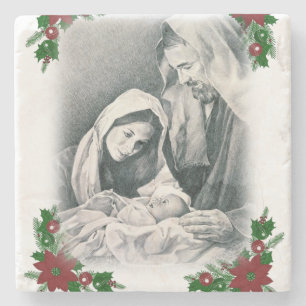 Christmas Marble Stone Coaster, Jesus Christ Stone Coaster