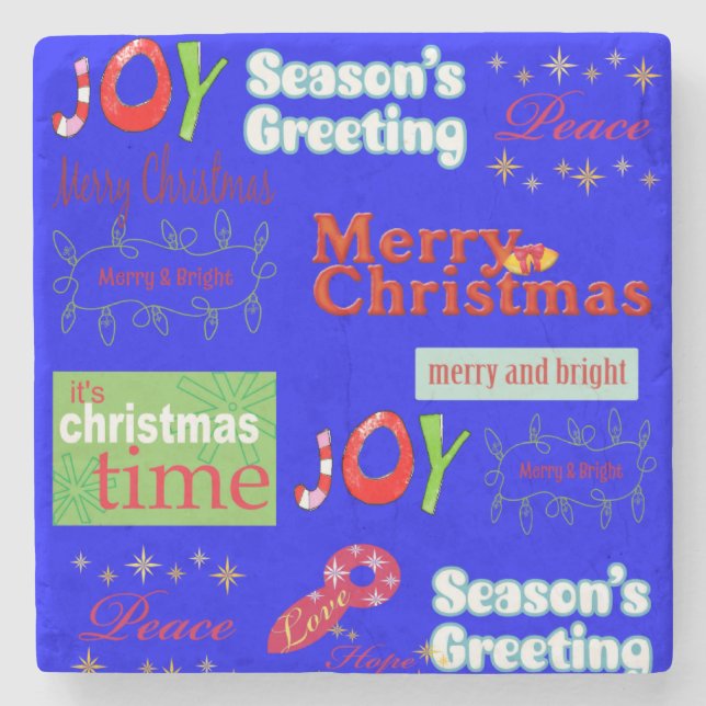 Christmas Marble Stone Coaster, Joy Peace  Stone Coaster (Front)