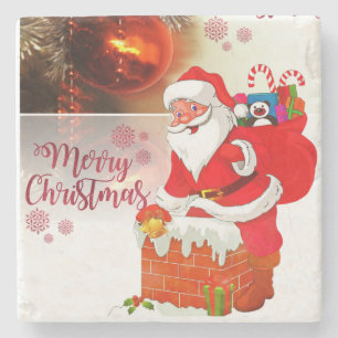 Christmas Marble Stone Coaster, Merry Christmas Coaster