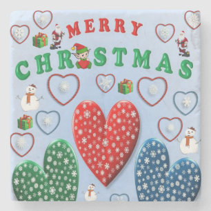 Christmas Marble Stone Coaster, Merry Christmas Coaster