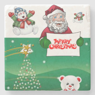 Christmas Marble Stone Coaster, Merry Christmas Coaster