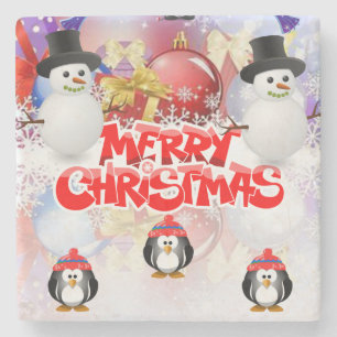 Christmas Marble Stone Coaster, Merry Christmas Coaster
