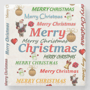 Christmas Marble Stone Coaster, Merry Christmas Coaster