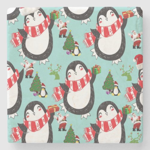 Christmas Marble Stone Coaster Penguin Stone Coaster