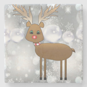 Christmas Marble Stone Coaster, Reindeer Stone Coaster