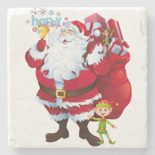 Christmas Marble Stone Coaster, Santa Coaster