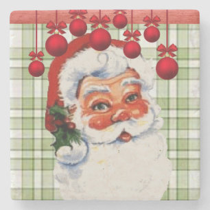 Christmas Marble Stone Coaster, Santa Coaster