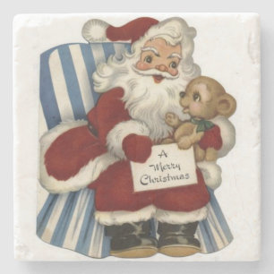 Christmas Marble Stone Coaster, Santa Coaster