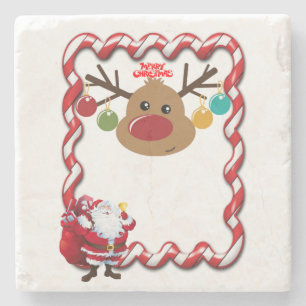 Christmas Marble Stone Coaster, Santa Coaster