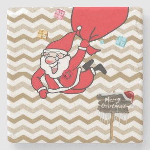 Christmas Marble Stone Coaster, Santa Coaster