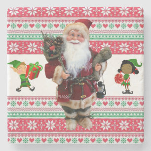 Christmas Marble Stone Coaster, Santa Coaster