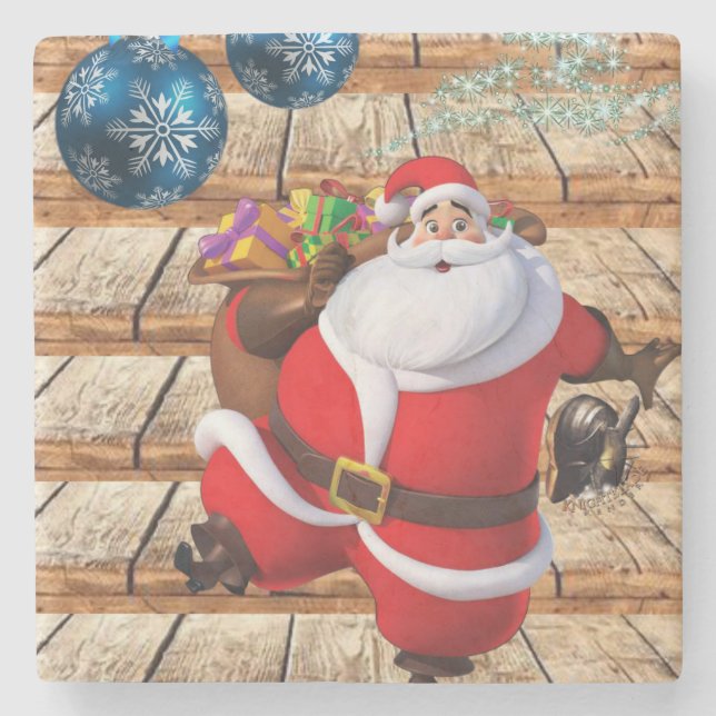 Christmas Marble Stone Coaster, Santa Coaster (Front)