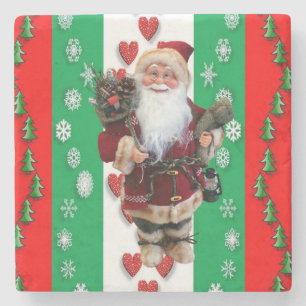 Christmas Marble Stone Coaster, Santa Coaster