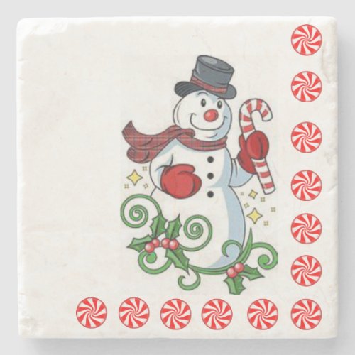 Christmas Marble Stone Coaster Snowman Stone Coaster