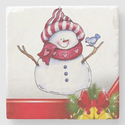 Christmas Marble Stone Coaster Snowman Stone Coaster