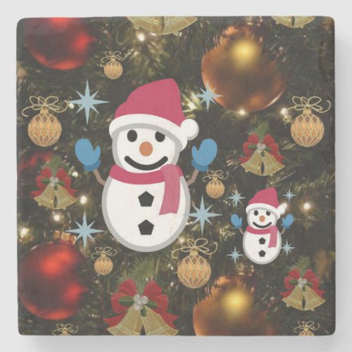 Christmas Marble Stone Coaster Snowman Stone Coaster