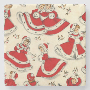 Christmas Marble Stone Coaster, Vintage Stone Coaster