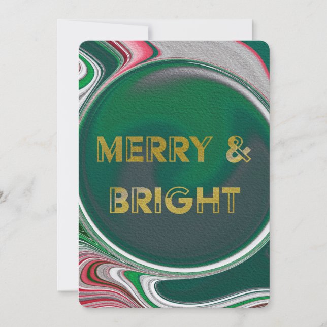 Christmas Marble Swirl Merry & Bright Card (Front)