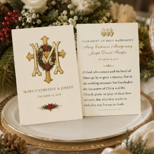 Christmas Marian Monogram Catholic Wedding Favor
