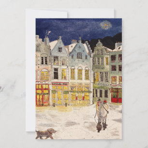 Christmas Market Belgium Retro-inspired Watercolor Invitation