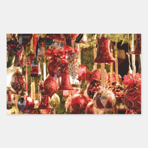 Christmas Market Hanging Baubles Nuremberg Rectangular Sticker