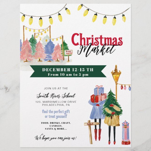 Christmas market, holiday craft fair  flyer (Front)
