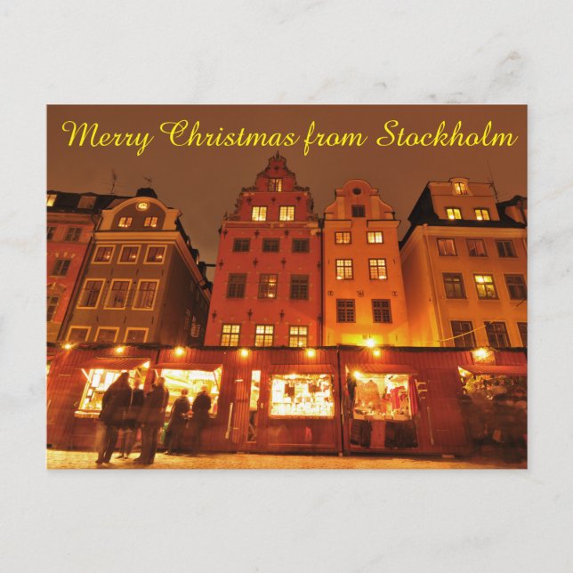 Christmas market in Stockholm, Sweden Holiday Postcard (Front)