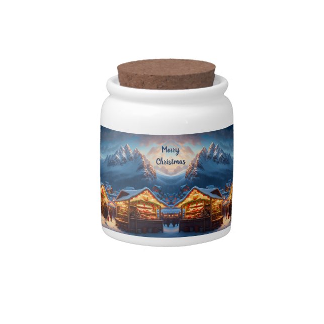 Christmas market in the mountains - custom candy jar (Front)