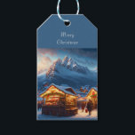 Christmas market in the mountains - custom gift tags<br><div class="desc">This GIft Tag features a deep snowy village in the mountains in the evening. People walk thickly dressed over the festively lit Christmas market. A romantic motif for all who love Christmas! Pretty decor for your Christmas gifts!</div>