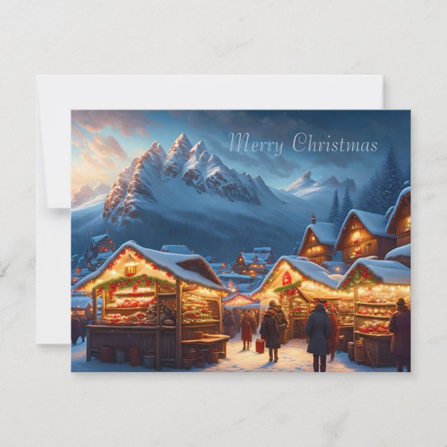 Christmas market in the mountains - custom holiday card (Front)