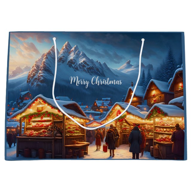 Christmas market in the mountains - custom large gift bag (Front)