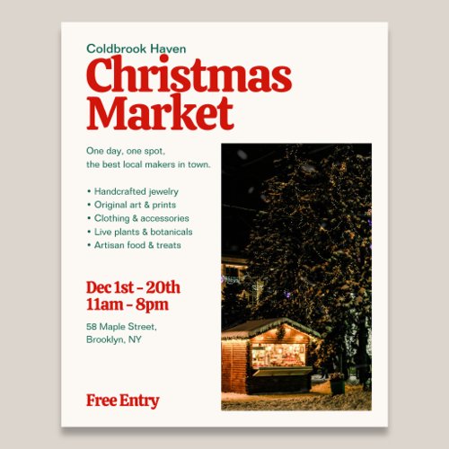 Christmas Market Retro Editorial Photo Flyer