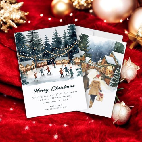 Christmas Market Scene watercolor holiday card