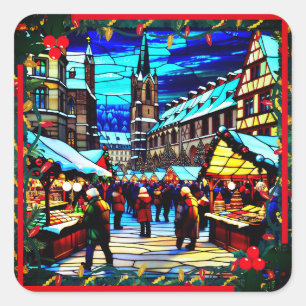 Christmas Market Square Sticker