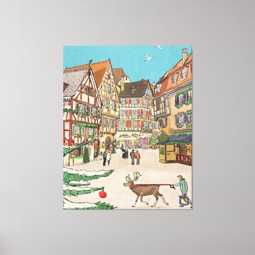 Christmas Market Strasbourg France Retro_inspired Canvas Print