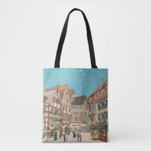 Christmas Market Strasbourg France Retro-inspired Tote Bag