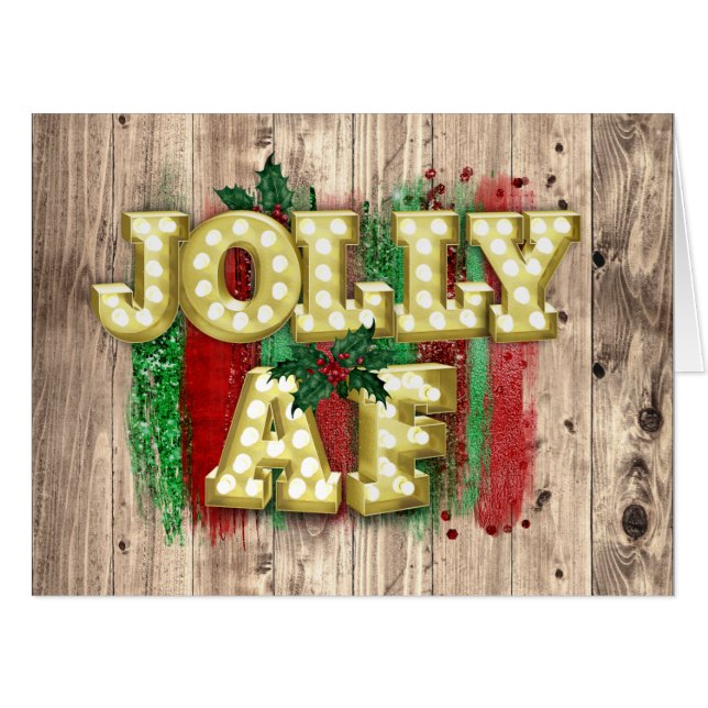 Christmas Marquee Lights Funny Jolly AF Holly  Card (Front Horizontal)