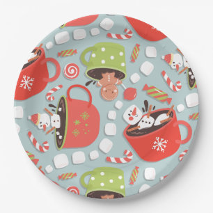 Christmas Marshmallow Snowman Hot Cocoa  Paper Plates
