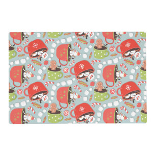 Christmas Marshmallow Snowman Hot Cocoa  Placemat