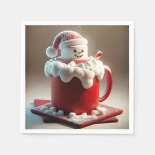 Christmas Marshmallow Snowman In Hot Chocolate Napkins