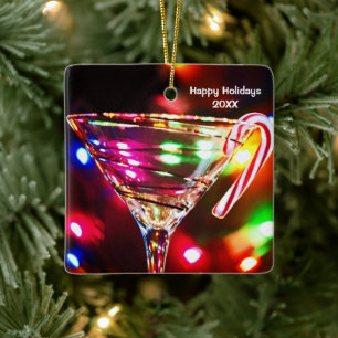 Christmas Martini Ceramic Ornament
