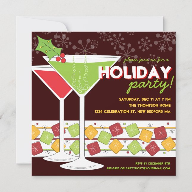 Christmas Martini Cocktail Holiday Party Invitation (Front)
