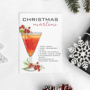 Christmas Martini Cocktail Recipe Drink Postcard