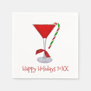 Christmas Martini Glass with Bow  Napkins