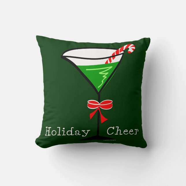 Christmas Martini Holiday Cheer Throw Pillow (Front)