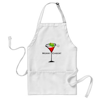 Christmas Martini Merry Cheer Adult Apron by christmasgiftshop at Zazzle